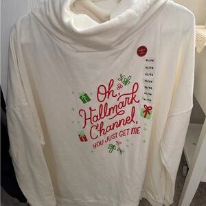 Hallmark Gray and White Women's Cowl Neck Sweatshirt